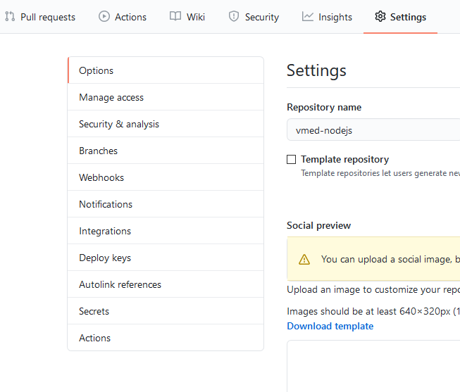 GitHub Settings Menu